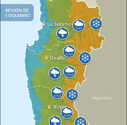 Pronostican tormentas eléctricas y precipitaciones en las Regiones de Coquimbo y Atacama