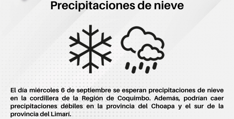 Pronostican precipitaciones de nieve en el sector cordillerano de la Región de Coquimbo