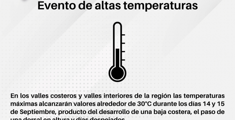 Se pronostica evento de altas temperaturas en valles costeros e interiores de la región