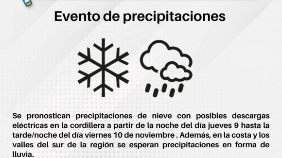 Se pronostican precipitaciones de nieve en la cordillera de la Región de Coquimbo