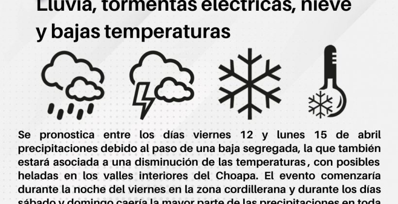 Pronostican precipitaciones para las regiones de Atacama y Coquimbo