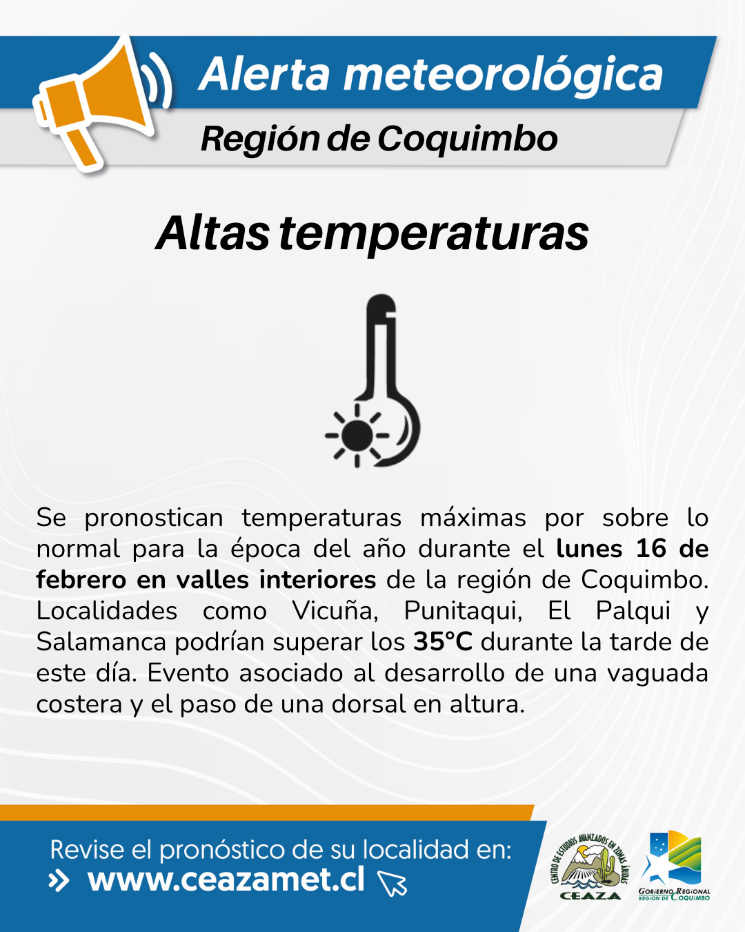 Se pronostican altas temperaturas para este lunes 16 de febrero en la Región de Coquimbo