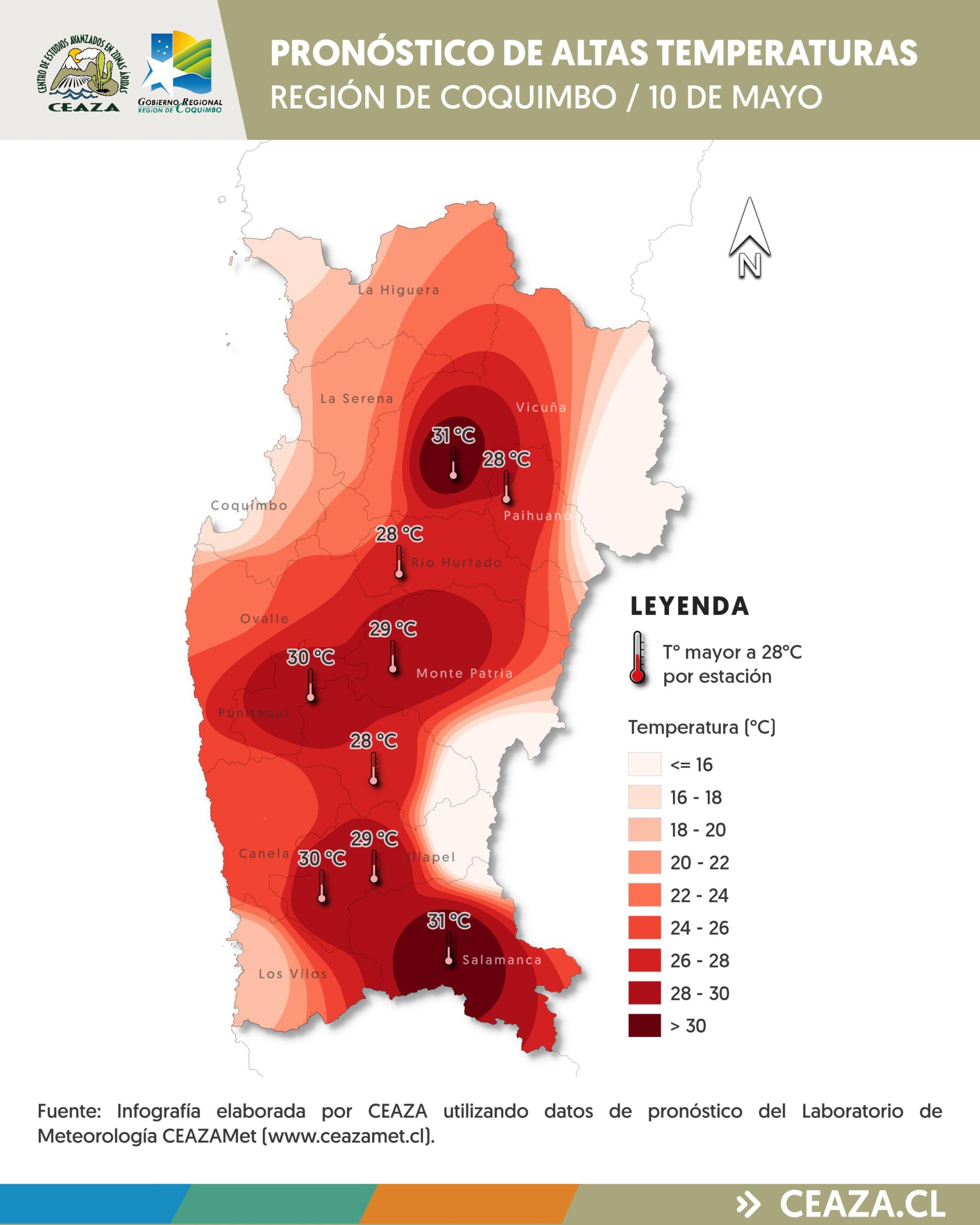 Pronostican altas temperaturas para valles de la Región de Coquimbo