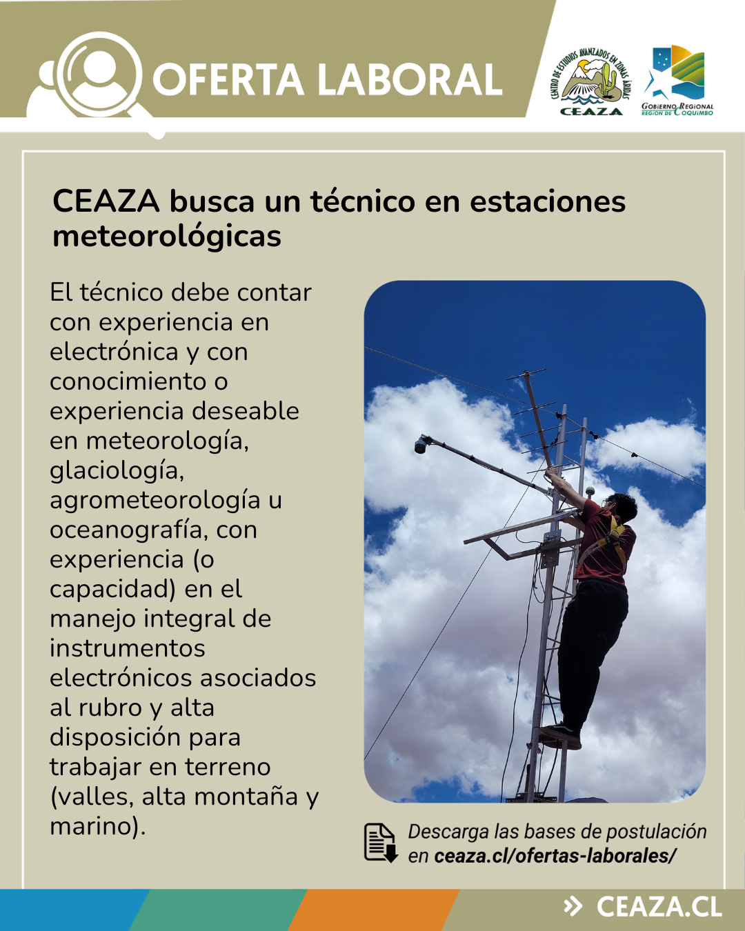 CEAZA busca un técnico en estaciones meteorológicas