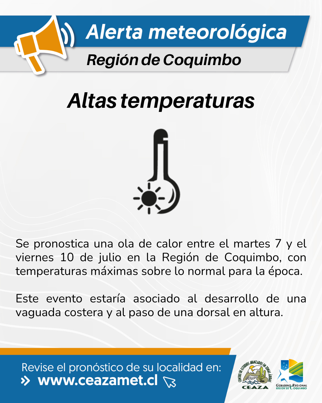 Pronostican altas temperaturas desde el martes 7 y hasta el viernes 10 de julio en la Región de Coquimbo